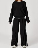 Women Winter Fall Long Sleeve Loose Colorblock Sweatshirt Sweatpants Sets Yoga Two-piece Outfits S-XL