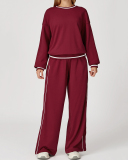 Women Winter Fall Long Sleeve Loose Colorblock Sweatshirt Sweatpants Sets Yoga Two-piece Outfits S-XL