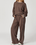 Women Winter Fall Long Sleeve Loose Colorblock Sweatshirt Sweatpants Sets Yoga Two-piece Outfits S-XL