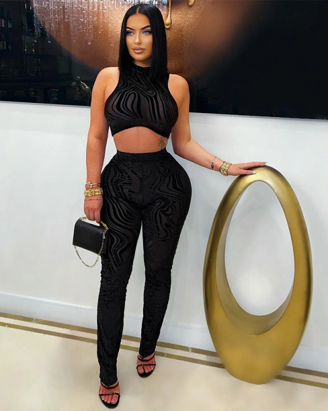 Sleeveless Women Summer Two Piece Pant Set S-XXL