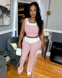 Wholesale New Colorblock Two Piece Pant Set S-2XL
