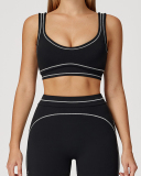 Women Contrast Color Sanded High-End U-Shaped Beautiful Back Sports Bra Running Fitness Yoga Bra S-XL