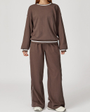 Women Winter Fall Long Sleeve Loose Colorblock Sweatshirt Sweatpants Sets Yoga Two-piece Outfits S-XL