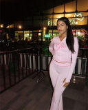 Solid Color Long Sleeve Women Two Piece Pant Set S-L