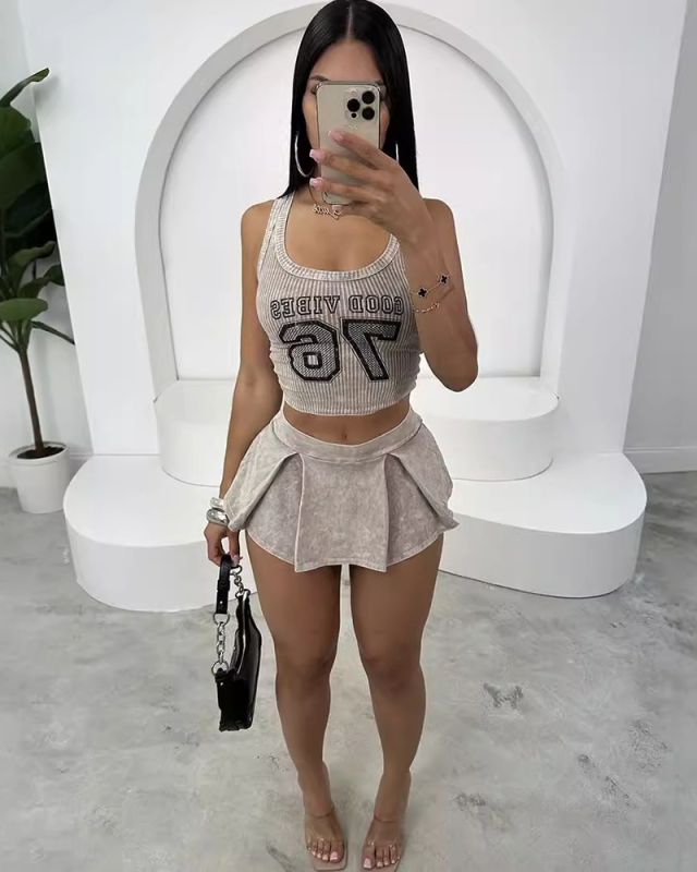 Hot Sale Women Summer Two Piece Skirt Set S-L