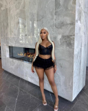 Black Lace Wholesale New Two Piece Short Set S-L
