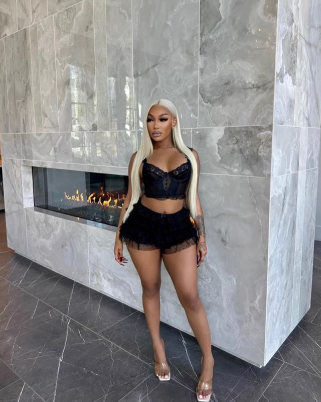 Black Lace Wholesale New Two Piece Short Set S-L