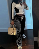 Women Autumn Winter Long Sleeve Tops Pant Two Piece Set S-L