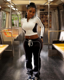 Women Autumn Winter Long Sleeve Tops Pant Two Piece Set S-L