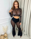 Black Lace Women Two Piece Pant Set S-L