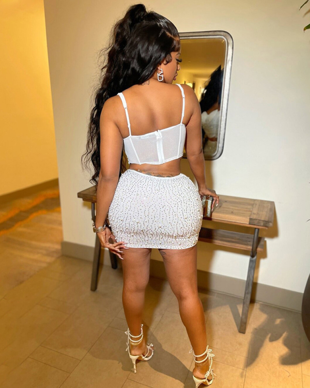 Women Fashion Sling Top Slim Skirt Sets S-2XL