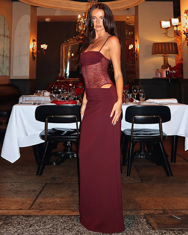 Women Sexy Lace Hot Sale Long Dress S-L