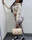 Women Zipper Long Sleeve Tops Pants Sets S-2XL
