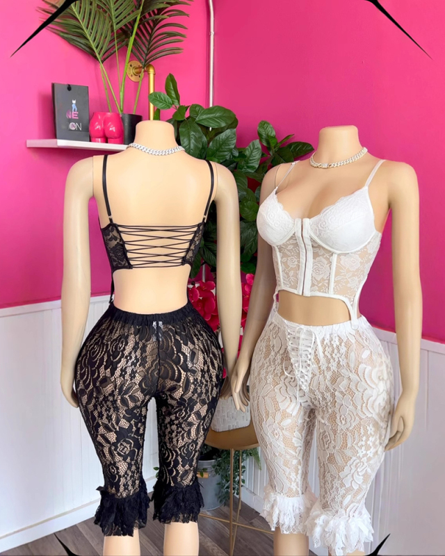 Lace New Arrival Women Sexy Two Piece Short Set S-L