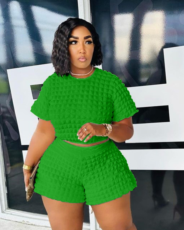 Women Short Sleeve Shorts Plus Size Two Piece Sets XL-4XL