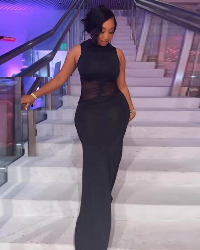 Black Mesh Women Wholesale Long Dress S-3XL