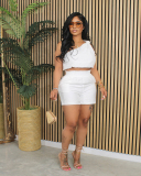 Solid Color Single Shoulder Women Summer Short Set S-XXL