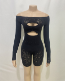 Hot Style Long Sleeve Lace Hollow Out Rompers One Size