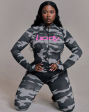 Printed Women Long Sleeve Autumn Winter Two Piece Pant Set S-L