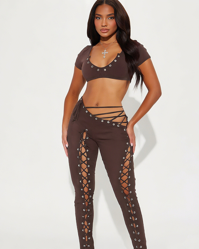New Wholesale Women String Two Piece Pant Set S-L