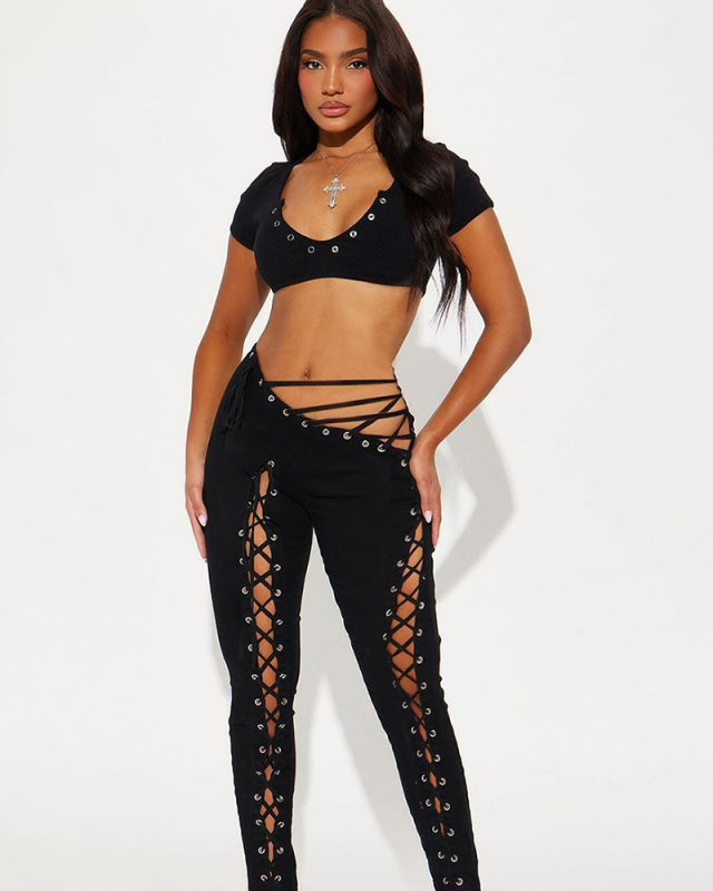 New Wholesale Women String Two Piece Pant Set S-L
