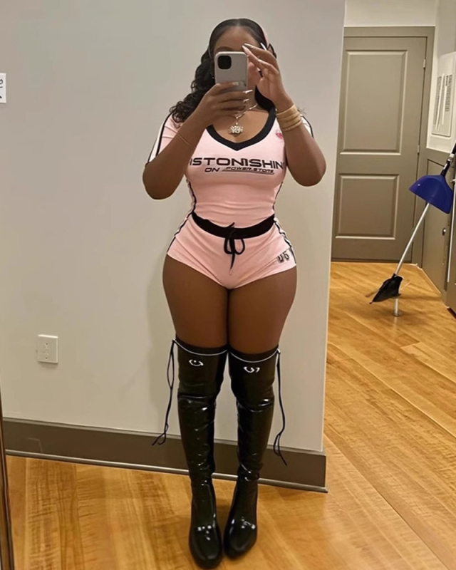 Hot Sale Women Sports V Neck T-shirt Shorts Sets S-L