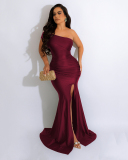 Women Slach Neck High Slit Elegant Sexy Evening Dress S-2XL