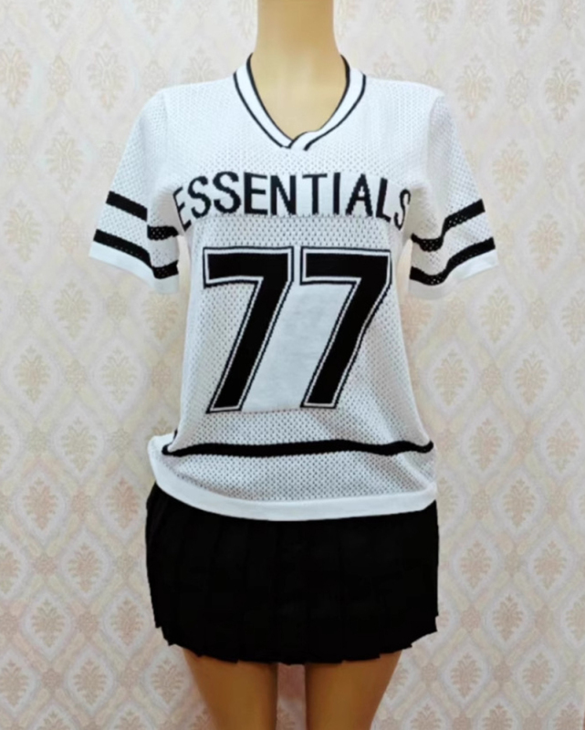 Women New Short Sleeve T-shirt Skirt Sets One Size