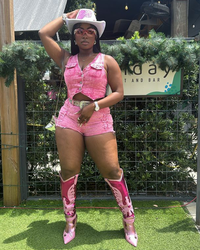 Women V Neck Vest High Waist Short Sets Two Pieces Outfit Pink S-2XL