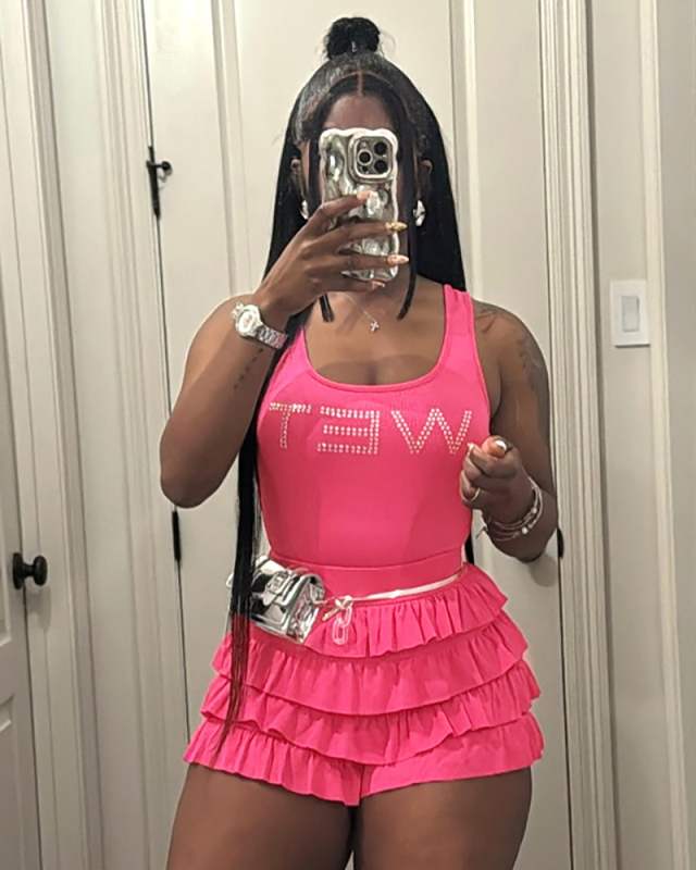 Diamond Letter Women Summer Two Piece Skirt Set S-L