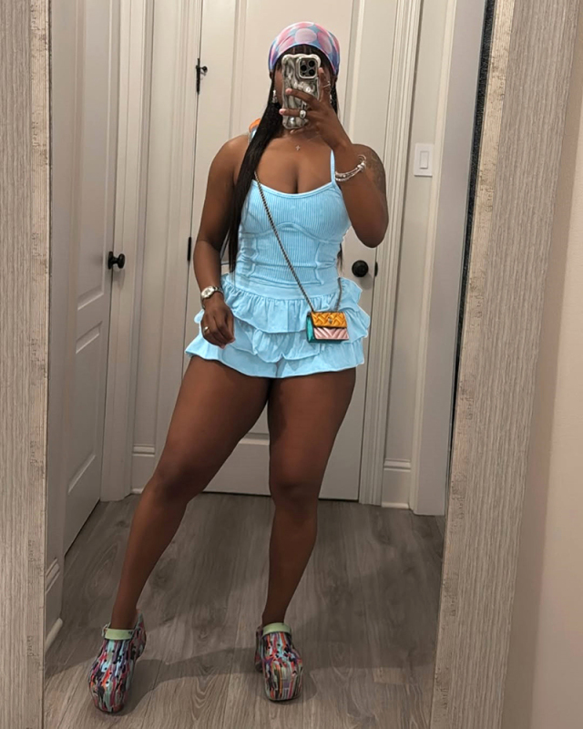 High Quality Women Ruffle Two Piece Skirt Set S-XXL