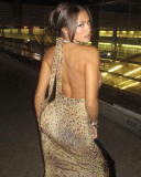 Open Back Leopard Printed Women Irregular Dress XS-XL