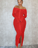 Off Shoulder Long Sleeve Autumn Dress S-XXL