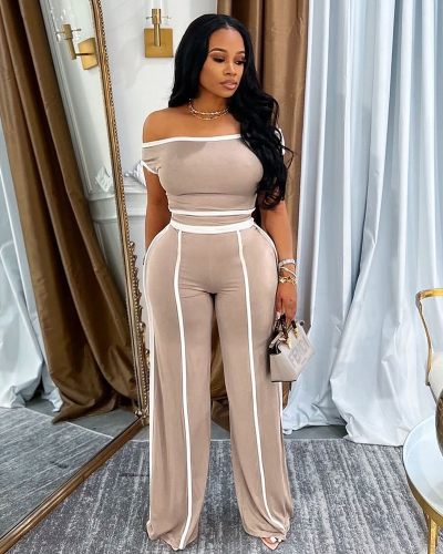 Wholesale Women New Summer T Shirt With Wide Leg Pant Set S-3XL