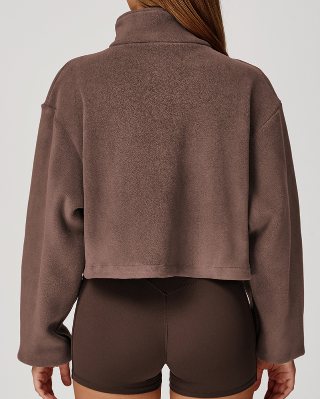 Women's Autumn And Winter Stand-Up Collar Windproof And Warm Austrian Fleece Running Jacket S-XL