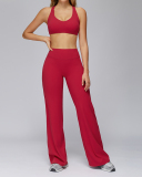 Women V-Neck Bra High Waist Wide Leg Pants Yoga Two-piece Sets S-XL