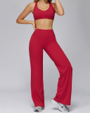 Women V-Neck Bra High Waist Wide Leg Pants Yoga Two-piece Sets S-XL