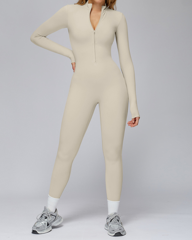 Women's Autumn And Winter Tight Plus Fleece Yoga Outdoor Warm Running Jumpsuit S-XL
