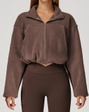 Women's Autumn And Winter Stand-Up Collar Windproof And Warm Austrian Fleece Running Jacket S-XL