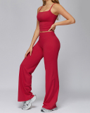 Women Sling Vest Wide Leg Pants  Yoga Two-piece Sets S-XL
