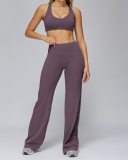 Women V-Neck Bra High Waist Wide Leg Pants Yoga Two-piece Sets S-XL