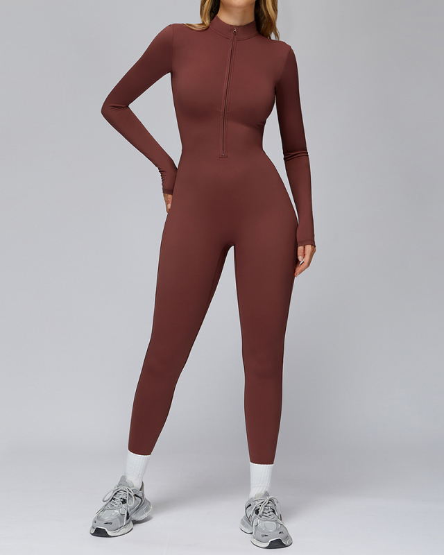 Women's Autumn And Winter Tight Plus Fleece Yoga Outdoor Warm Running Jumpsuit S-XL