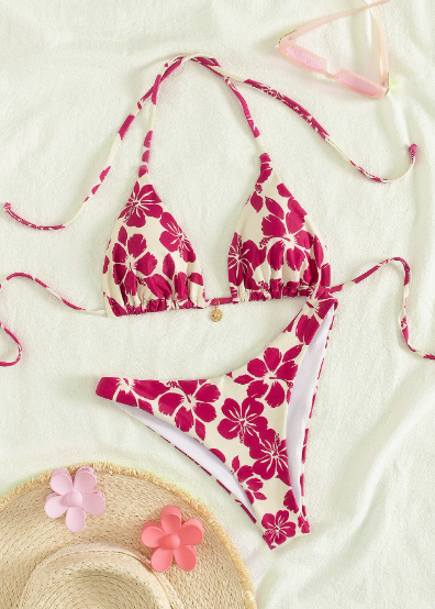 Printed Floral Printed Cute Girl Swimwear S-XL