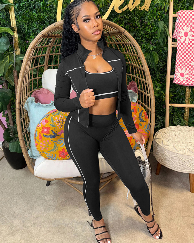 Sporty Autumn Winter Women 3 Piece Pant Set S-XXL