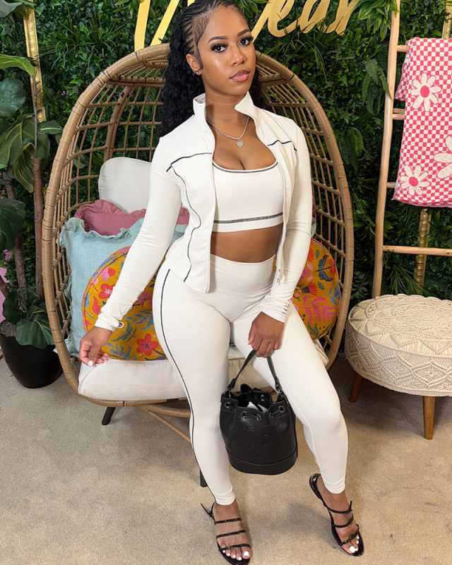 Sporty Autumn Winter Women 3 Piece Pant Set S-XXL