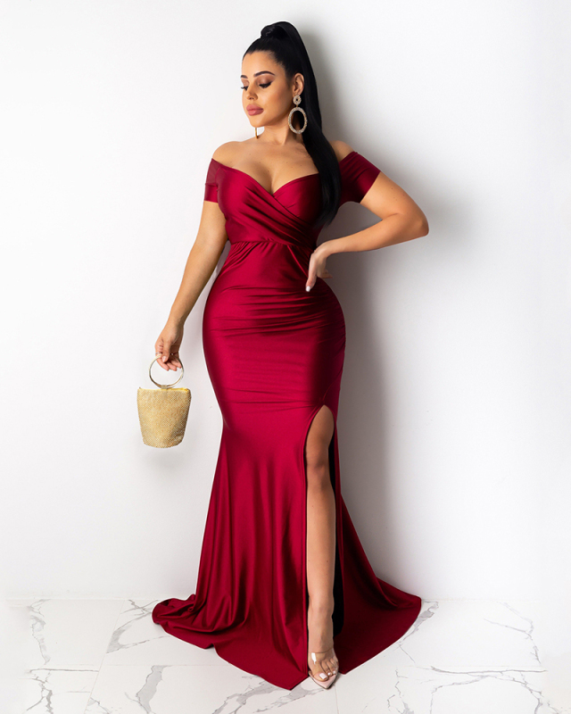 Short Sleeve Women Party Long Gown Dress S-XXL