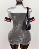 Short Sleeve Lace Women Short Mini Dress S-L