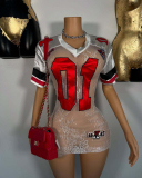 Short Sleeve Lace Women Short Mini Dress S-L