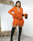 Long Sleeve Knitted Wholesale Two Piece Skirt Set S-XXL