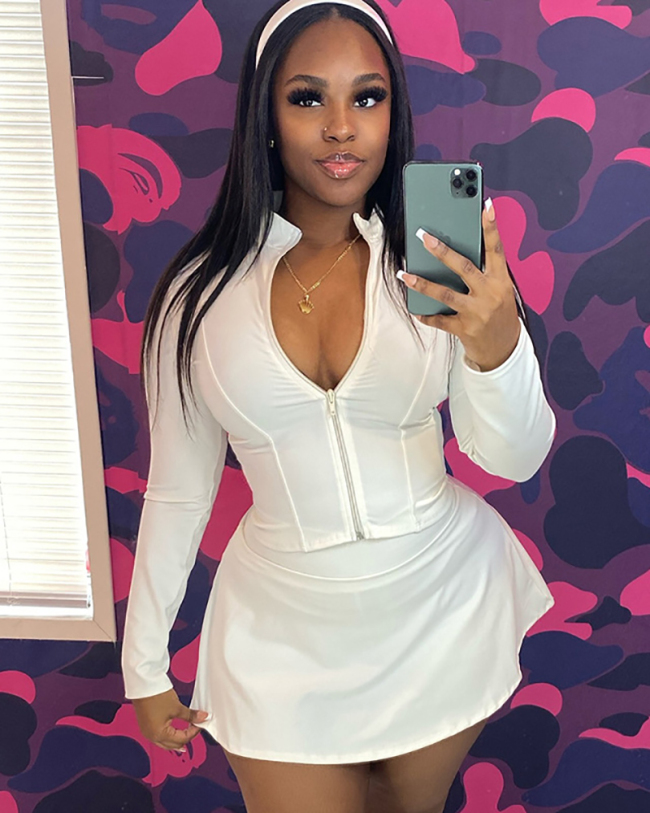 Long Sleeve New Autumn Women Two Piece Skirt Set S-L